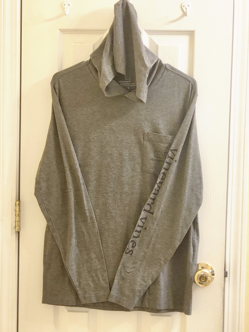 Vineyard Vines Edgartown Hoodie Tee Grey Small Sleeve Logo
